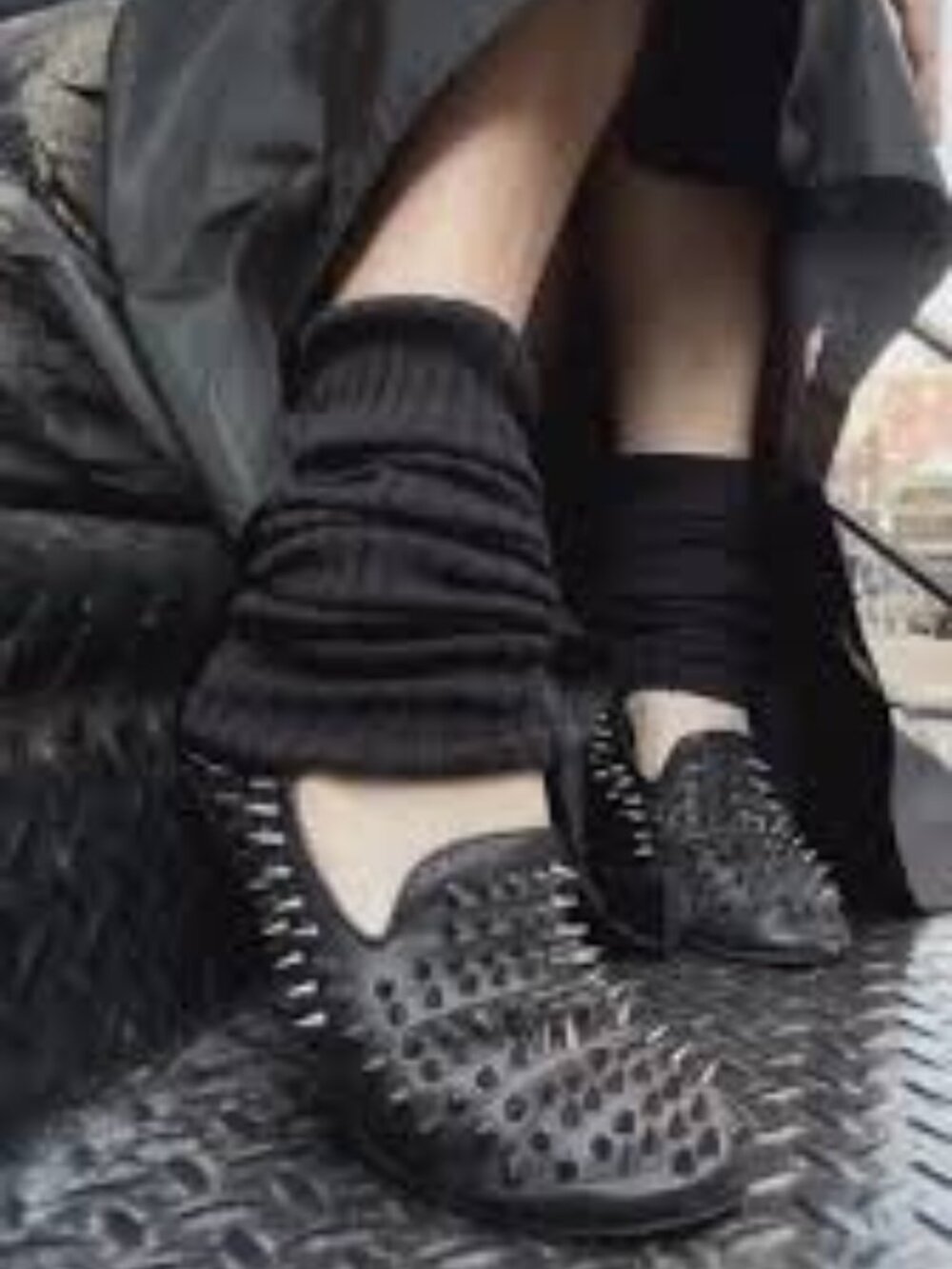 UNIF Black Spiked Slip-On Loafers Women Size 10